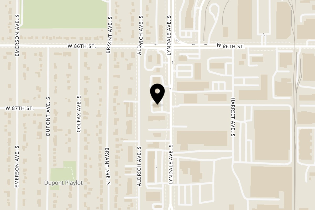 Map showing the location of Dosa South Indian Grill on 8654 Lyndale Ave S in Bloomington